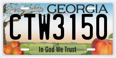 GA license plate CTW3150