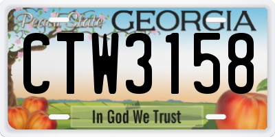 GA license plate CTW3158