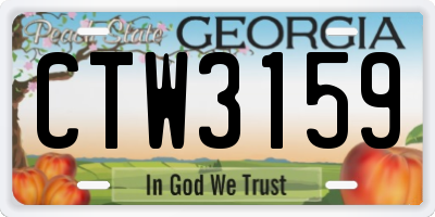GA license plate CTW3159