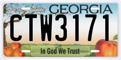 GA license plate CTW3171