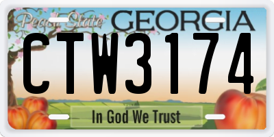 GA license plate CTW3174