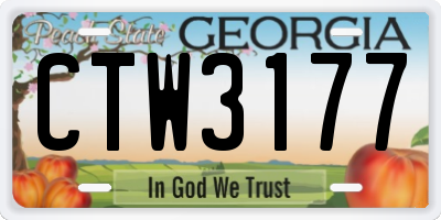 GA license plate CTW3177