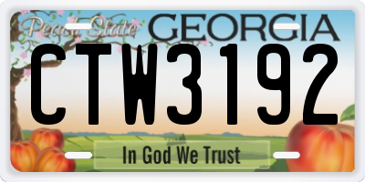 GA license plate CTW3192