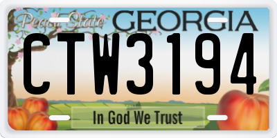 GA license plate CTW3194