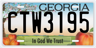 GA license plate CTW3195
