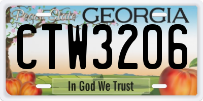 GA license plate CTW3206