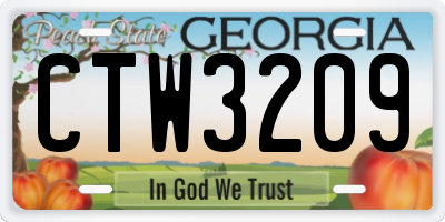 GA license plate CTW3209