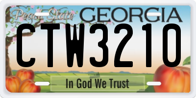 GA license plate CTW3210