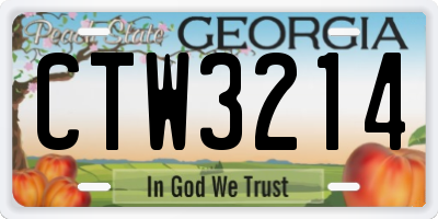 GA license plate CTW3214