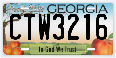 GA license plate CTW3216