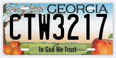GA license plate CTW3217