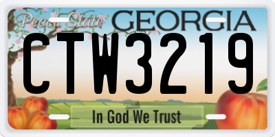 GA license plate CTW3219