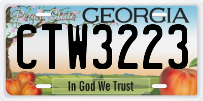 GA license plate CTW3223
