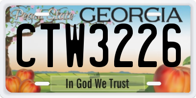 GA license plate CTW3226