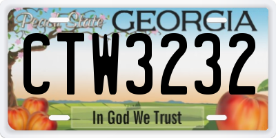 GA license plate CTW3232