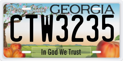 GA license plate CTW3235