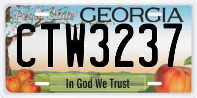 GA license plate CTW3237