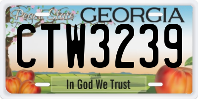 GA license plate CTW3239