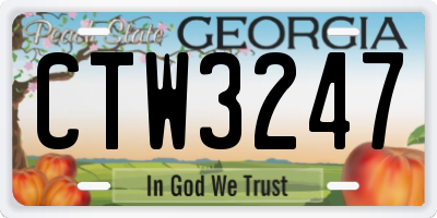 GA license plate CTW3247