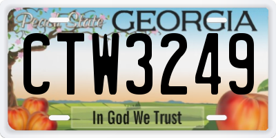 GA license plate CTW3249