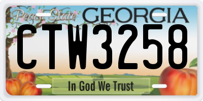 GA license plate CTW3258