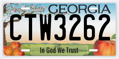 GA license plate CTW3262