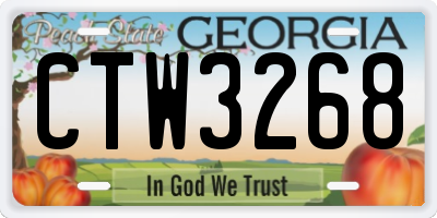 GA license plate CTW3268