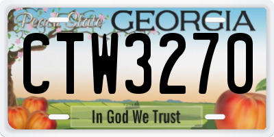 GA license plate CTW3270