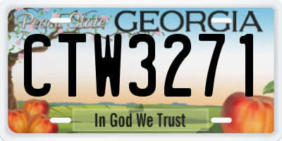 GA license plate CTW3271