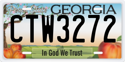 GA license plate CTW3272