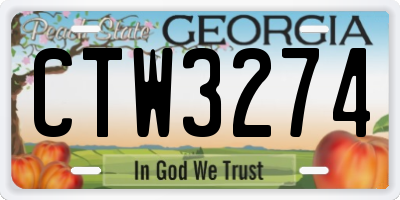 GA license plate CTW3274