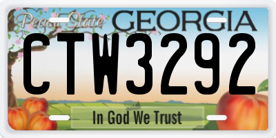 GA license plate CTW3292