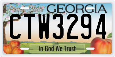 GA license plate CTW3294
