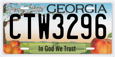 GA license plate CTW3296