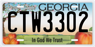 GA license plate CTW3302