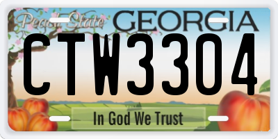 GA license plate CTW3304