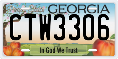 GA license plate CTW3306