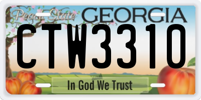 GA license plate CTW3310