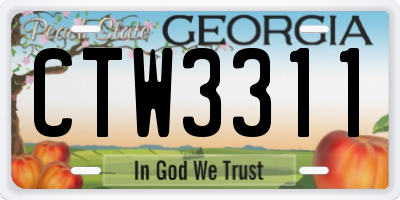 GA license plate CTW3311