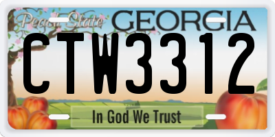 GA license plate CTW3312