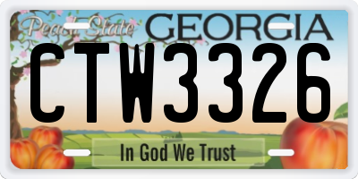 GA license plate CTW3326