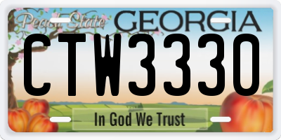 GA license plate CTW3330