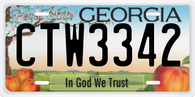 GA license plate CTW3342