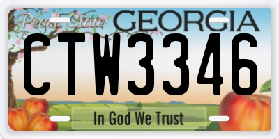 GA license plate CTW3346