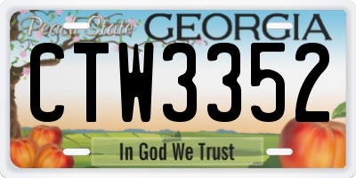 GA license plate CTW3352