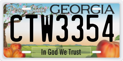 GA license plate CTW3354