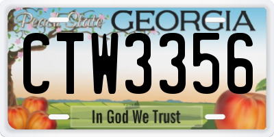 GA license plate CTW3356
