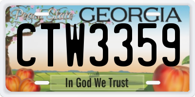 GA license plate CTW3359