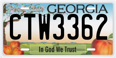 GA license plate CTW3362
