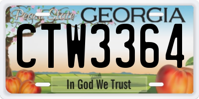 GA license plate CTW3364